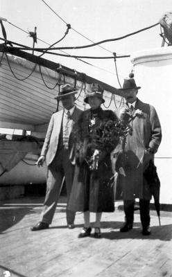 Alex and Bessie McCallum on board ship, 1928.