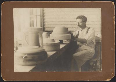 PHOTOGRAPH: CALYX POTTERY WORKER WILLIAM BROUGH MODELLER AND MOULD MAKER