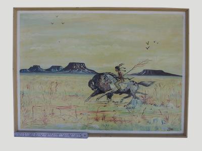 LANDSCAPE PAINTING BUFFALO HUNTING