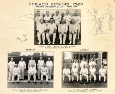 PHOTOGRAPH (MOUNTED): SUBIACO BOWLING CLUB, WINNERS SUMPTON CUP, 1948-1949, 1954-1955, 1956-1957