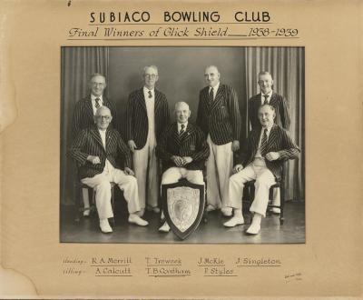 PHOTOGRAPH: SUBIACO BOWLING CLUB, WINNERS GLICK SHIELD, 1938-39