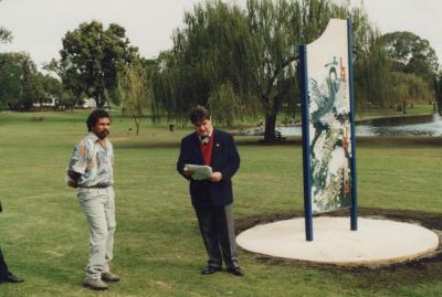 PHOTOGRAPH: BUILDING AND ERECTING OF SIGN FOR JUALBUP LAKE