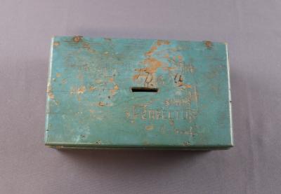 BOX - AQUA WOOD WITH COIN SLOT