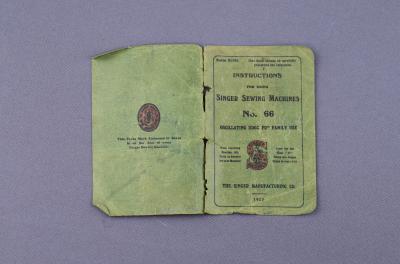 INSTRUCTION BOOK COVER - SINGER SEWING MACHINE NO 66