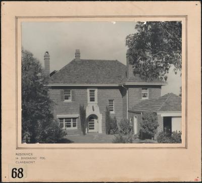 Residence, 14 Bindaring Place, Claremont, [1935].
