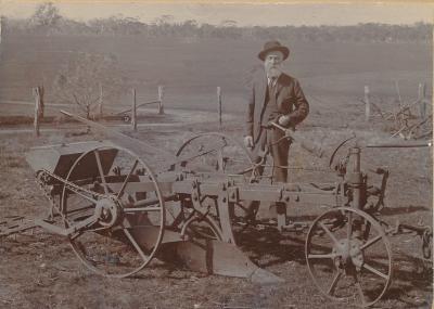 Mr Andrew Stewart with his Three Furrow Stamp Plough