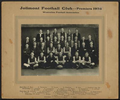 PHOTOGRAPH: JOLIMONT FOOTBALL CLUB, PREMIERS, 1932