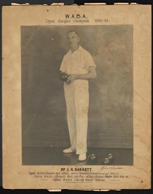 PHOTOGRAPH: PORTRAIT OF MR S.R. BARRETT, LAWN BOWLS CHAMPION, 1941