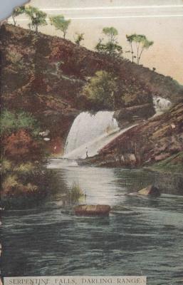 POSTCARD: FROM A SERIES OF POSTCARDS ON WESTERN AUSTRALIA, SERPENTINE FALLS, DARLING RANGE - TO MISS EILEEN NEWMAN