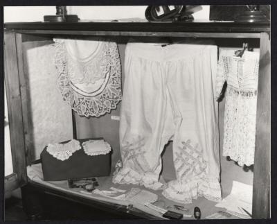 PHOTOGRAPH: MUSEUM DISPLAY, LADIES UNDERWEAR AND HANDCRAFT