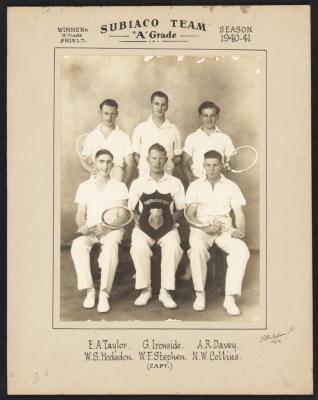 PHOTOGRAPH: SUBIACO TENNIS CLUB - 'A' TEAM, SEASON 1940-41, WINNERS 'A' GRADE SHIELD