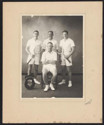 PHOTOGRAPH: SUBIACO TENNIS CLUB - FOUR MEN IN TENNIS GEAR - ?'A' TEAM LATE 1940'S