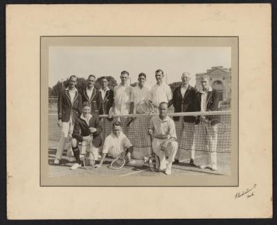 PHOTOGRAPH: SUBIACO TENNIS CLUB. GROUP OF ELEVEN MEN ON TENNIS COURT