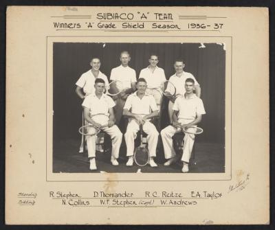 PHOTOGRAPH: SUBIACO TENNIS CLUB, WINNERS A GRADE SHIELD, 1936-1937
