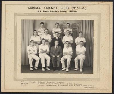 PHOTOGRAPH: SUBIACO CRICKET CLUB (W.A.C.A.) 3RD GRADE PREMIERS SEASON 1947-48