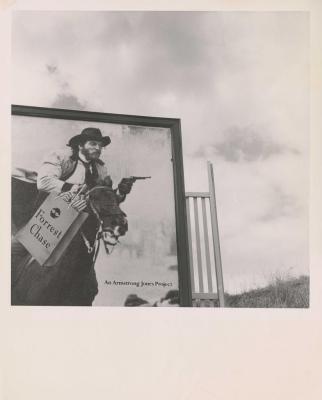 PHOTOGRAPH: BILLBOARD, COWBOY ON HORSE ADVERTISING FORREST CHASE, BICENTENARY COLLECTION, EDITH COWAN UNIVERSITY STUDENTS