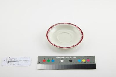 SAUCER: BRISTILE, MAROON RIM