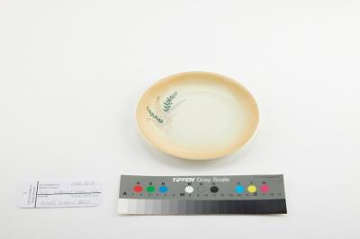 PLATE: WEMBLEY WARE, TAN WITH FERN PATTERN