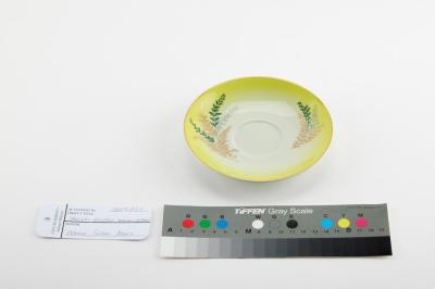 SAUCER: BRISTILE, YELLOW FERN PATTERN