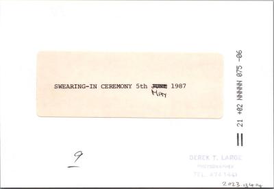 PHOTOGRAPH: 'SWEARING-IN CEREMONY', 1987