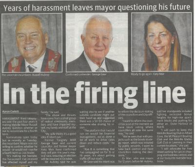 IN THE FIRING LINE - NEWSPAPER ARTICLE