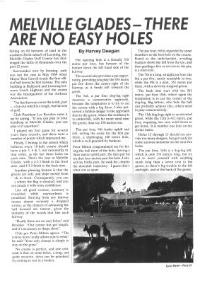THERE ARE NO EASY HOLES - NEWSPAPER ARTICLE