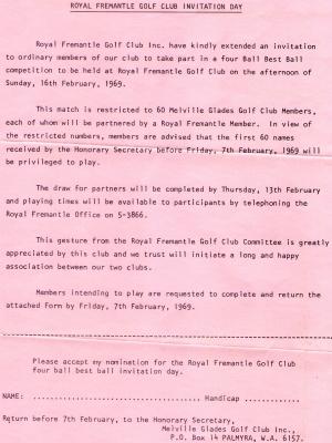 ROYAL FREMANTLE GOLF INVITATION 1969