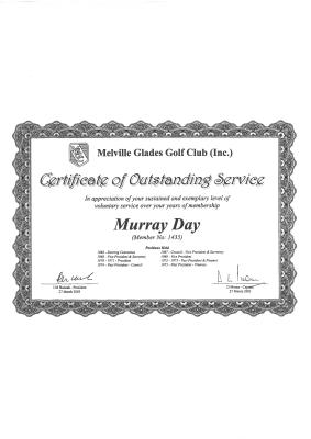 CERTIFICATE OF OUTSTANDING SERVICE - MURRAY DAY