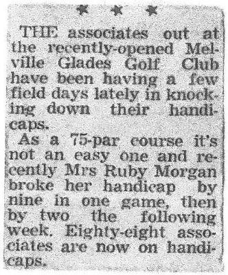 LADIES GOLF AT MGGC - RUBY MORGAN - NEWSPAPER ARTICLE