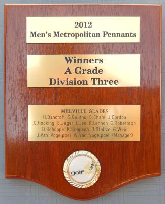 PENNANT - MEN - GOLF WA A GRADE DIVISION 3 SHIELD 2012