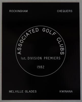 PENNANT - MEN - ASSOCIATED GOLF CLUBS DIVISION 1 PLAQUE 1982