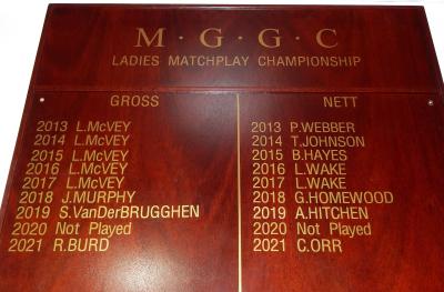 WOMEN'S MATCH PLAY CHAMPIONSHIP HONOUR BOARD