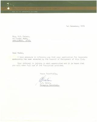 WELCOME LETTER - ROSA PALMER