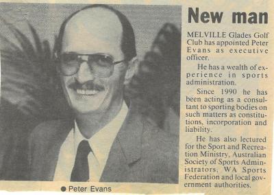 PETER EVANS NEW MGGC GENERAL MANAGER - NEWSPAPER ARTICLE