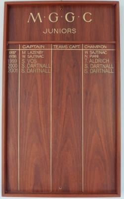 JUNIOR CAPTAIN AND BOY'S CHAMPION HONOUR BOARD