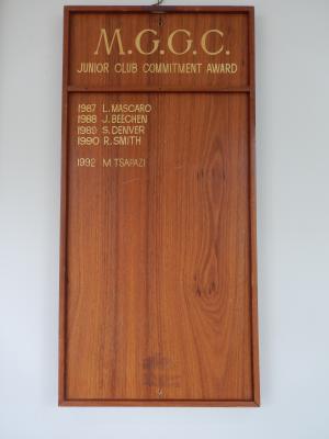 JUNIOR CLUB COMMITMENT HONOUR BOARD