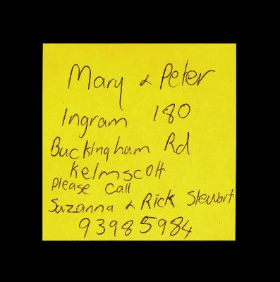 POST-IT-NOTE - FOR MARY & PETER INGRAM FROM SUZANNA & RICK STEWART