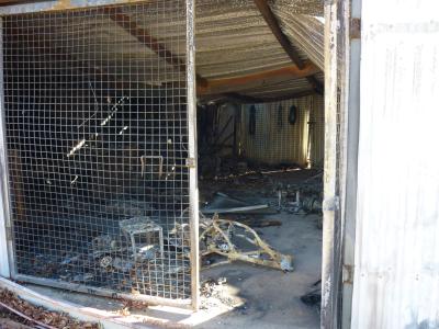 DIGITAL IMAGE - FIRE DAMAGED SHED AT 16 BROMFIELD DRIVE KELMSCOTT