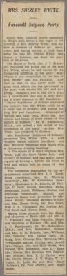 NEWSPAPER CLIPPING (DIGITAL COPY): MRS SHIRLEY WHITE FAREWELL SUBIACO PARTY, WHITE FAMILY