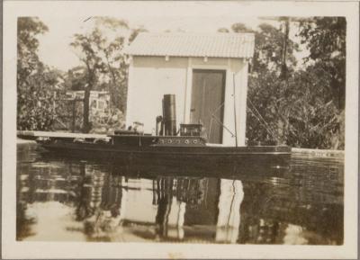 PHOTOGRAPH (DIGITAL COPY): MODEL SHIP WITH SHACK, WHITE FAMILY