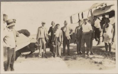 PHOTOGRAPH (DIGITAL COPY): RILEY, GAYNOR, MORLEY BAYLISS FLY TO THE RACES, ROTTNEST 1931, WHITE FAMILY