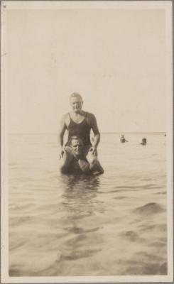 PHOTOGRAPH (DIGITAL COPY): 'AS USUAL CARRYING THE DOCTOR, 'THE BASIN' ROTTNEST 1931, WHITE FAMILY