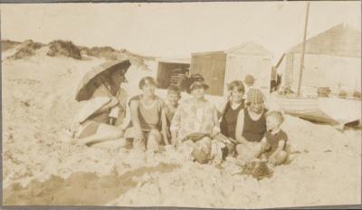 PHOTOGRAPH (DIGITAL COPY): GROUP ON THE BEACH, WHITE FAMILY