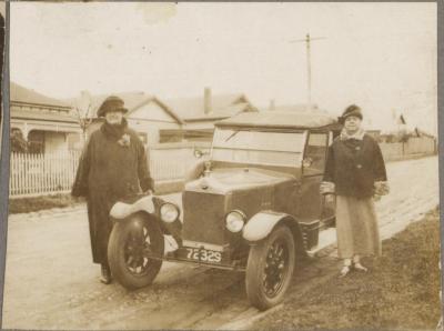 PHOTOGRAPH (DIGITAL COPY): TWO WOMEN AND A CAR, WHITE FAMILY