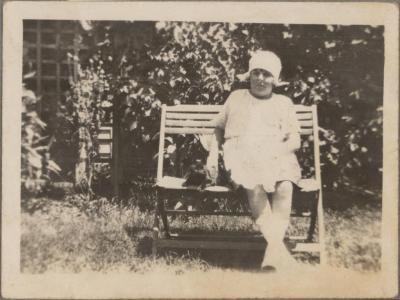 PHOTOGRAPH (DIGITAL COPY): WOMAN ON BENCH, WHITE FAMILY