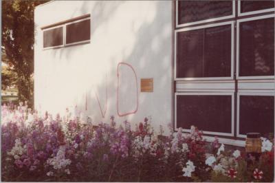 PHOTOGRAPH: 'GRAFFITI ON COUNCIL OFFICES', 1984