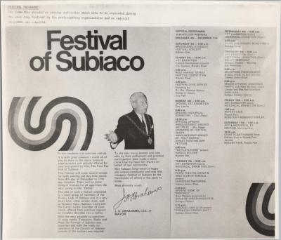 PHOTOGRAPH: 'FESTIVAL OF SUBIACO DECEMBER 4-11', 1971