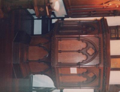 PULPIT FROM ST ANDREWS ON DISPLAY IN MUSEUM