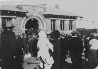 OPENING OF MEMORIAL TOWN HALL