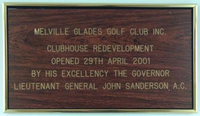 PLAQUE - CLUBHOUSE REDEVELOPMENT 2001